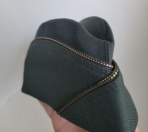 Vintage Womens US Army Garrison Cap Green Hat with Gold Piping